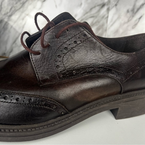 Gianni Russo men’s brown leather lace up wingtip brogue oxford shoe size 10 - Picture 2 of 12
